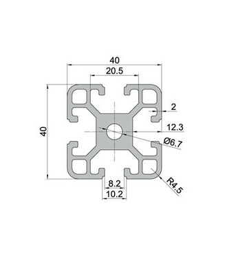 Perfil de aluminio de ranura de grado industrial T con longitud de 5,8 a 6,0 m y grado de la serie 6000