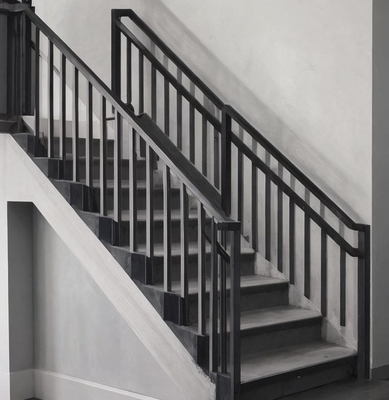 5.8-6.0M longitud escalera moderna de metal negro barandilla de aluminio para el sistema de balcón decorativo