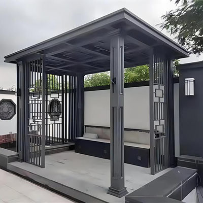 Cercas de jardín horizontales de aluminio con cubierta de polvo negro Dorado