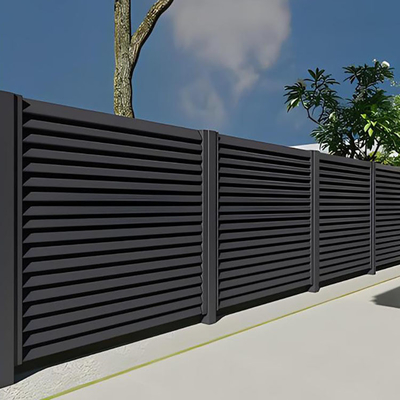 Cercas de jardín horizontales de aluminio con cubierta de polvo negro Dorado