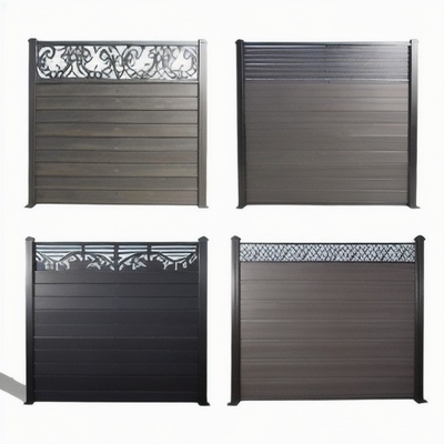 Jardín exterior Privacidad de aluminio y panel de WPC valla puerta de puerta de pared con 0,30 mm de espesor
