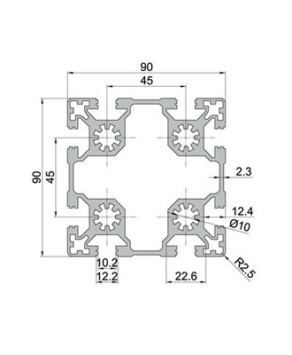 Servicio de soldadura T Profiles de extrusión de aluminio anodizado de plata para tamaño personalizado