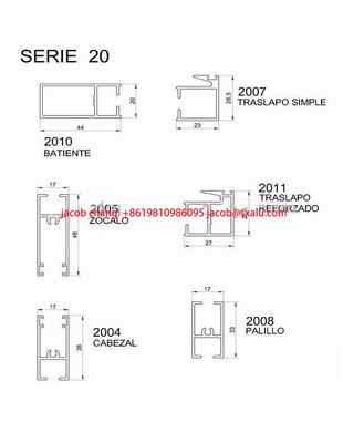 Perfiles de escaparate para el mercado de Bolivia y Chile Serie 20 25 32 Puertas de aleación
