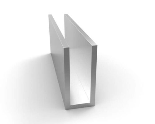 0.30mm espesor perfil de aluminio anodizado personalizado para barandillas de vidrio en forma de U