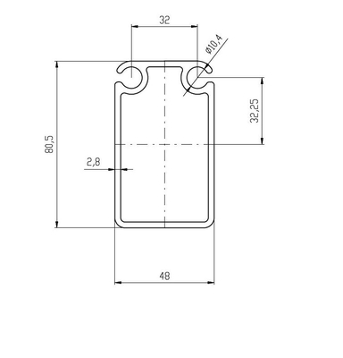 Perfiles de Keder de aluminio para la tolerancia del sistema de carpa de marco ± 1% Norma GB5237-2008