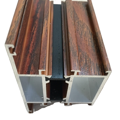 Perfiles de aluminio de grano de madera para ventanas de puertas colgadas de lado para arquitectura e industria