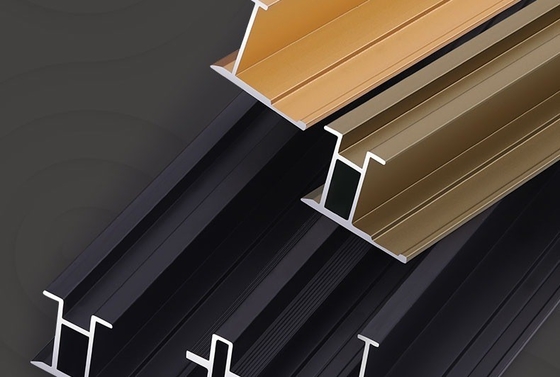 Perfiles de decoración de aluminio dorado y negro para el marco de la puerta corredera y el gabinete versátil