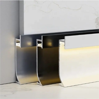 Empuje y tire PVC Custom Moderno Flooring Baseboard Profile de iluminación con luz LED
