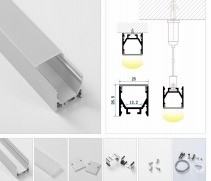 Super delgado de 3 metros LED Ángel de aluminio de perfil de canal para la iluminación en receso en negro