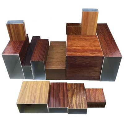 Profile de aluminio de grano de madera aleación de construcción tubo rectangular longitud 5.8-6.0M