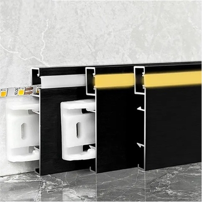 Perfiles de alfombras de aluminio negro para apartamentos modernos con luces LED estándar GB5237-2008