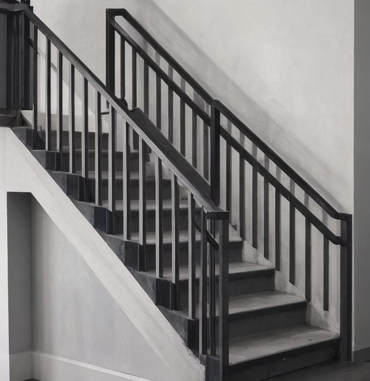 5.8-6.0M longitud escalera moderna de metal negro barandilla de aluminio para el sistema de balcón decorativo