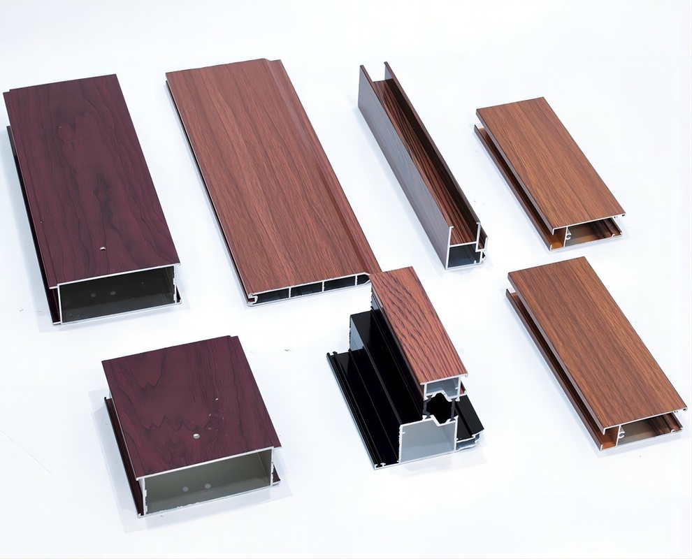 Polvo de pincel Polvo de oro Anodizante Grano de madera PVDF Edificio Construcción Puertas de ventanas