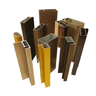 Aleación 6063 T5 Anodizado en polvo recubrimiento de madera grano de oro cepillado perfiles de aluminio para armarios de cocina gabinete